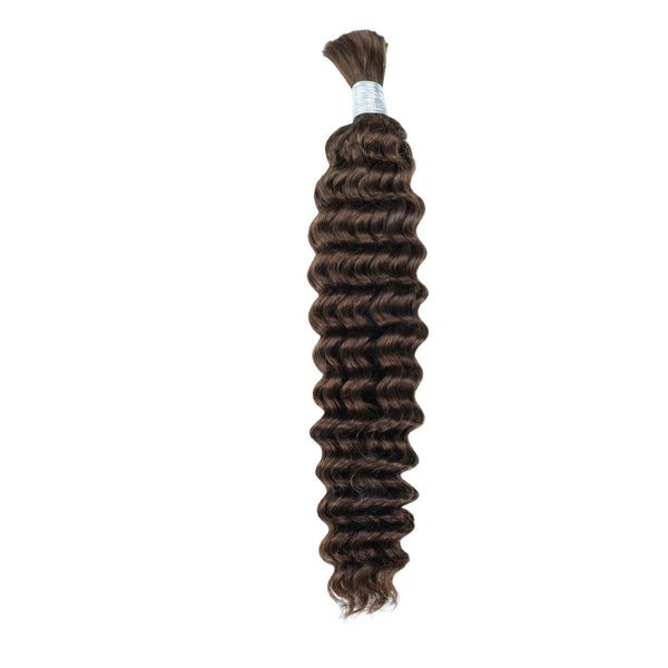 1 BUNDLE - 100% Unprocessed Virgin Natural Deep Wave’ La Bulk Braiding Human Hair Curls (18-22 Inch)