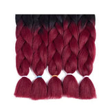 Ombre Burgundy Braiding Hair 5pcs Synthetic Braid Hair Extensions 24 Inch