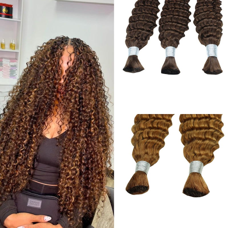 3 Bundles COLORS - 100% Unprocessed Virgin Natural Deep Wave’ La Bulk Braiding Human Hair Curls (18-22 Inch)