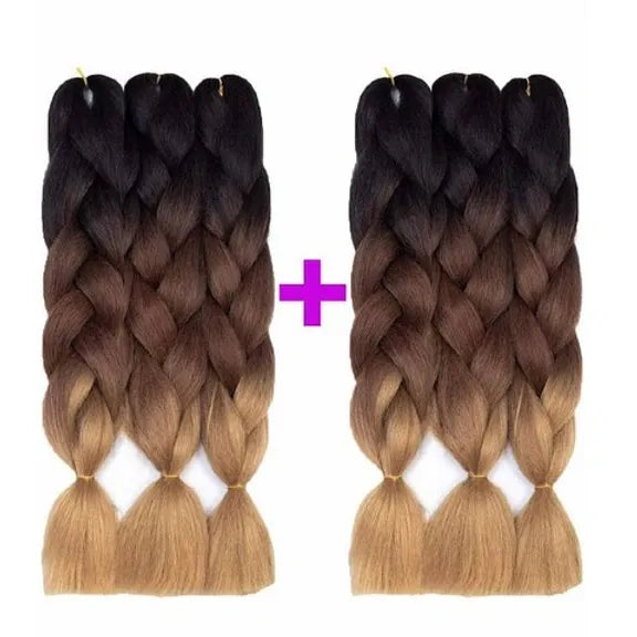 Ombre 3 Tones Braiding Hair 6 Packs Synthetic Braids Hair Extension 24 Inches