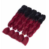 Ombre Burgundy Braiding Hair 5pcs Synthetic Braid Hair Extensions 24 Inch